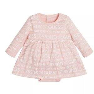 GUESS Baby Girls Allover Log Print Interlock Jersey Bodysuit Dress